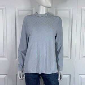 LEO & UGO large women's Baby blue sweater with pearl
